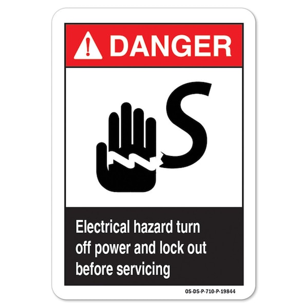Sign, 18" H, 24" W, Rigid Plastic, Electrical Hazard Turn Off Power And Lock Out Before, Landscape